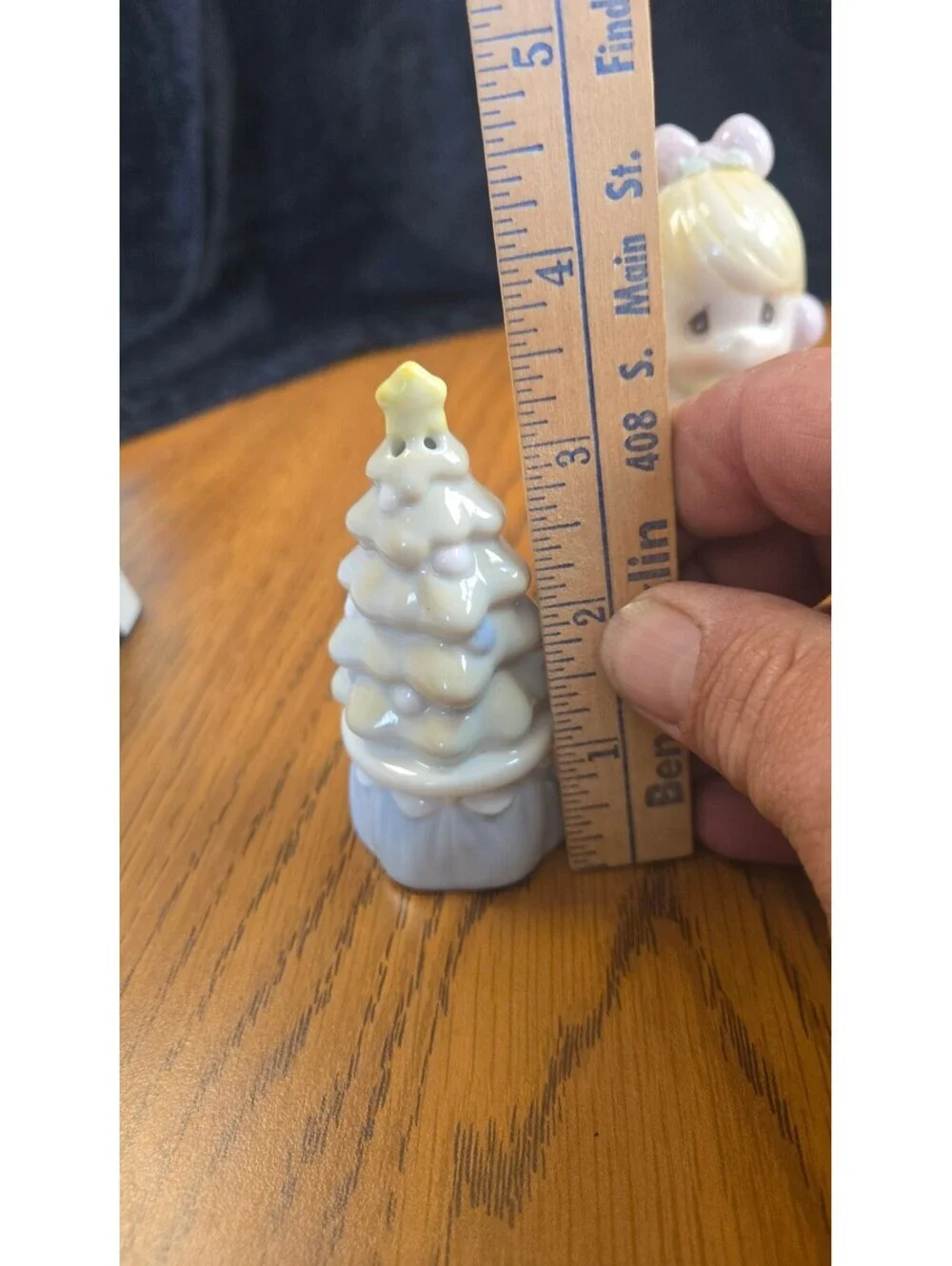 Precious Moments Porcelain Christmas Salt and Pepper Shakers